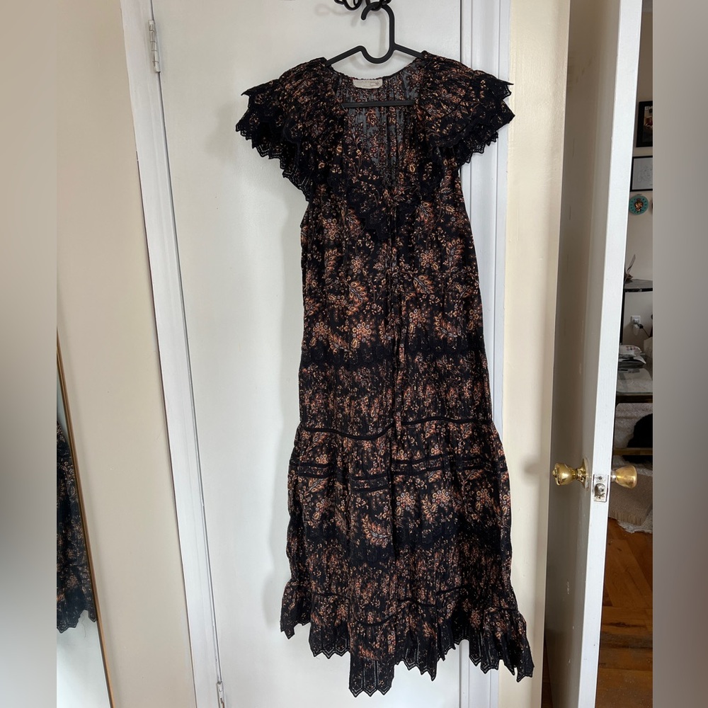 Ulla Johnson Black and Brown Lace Dress